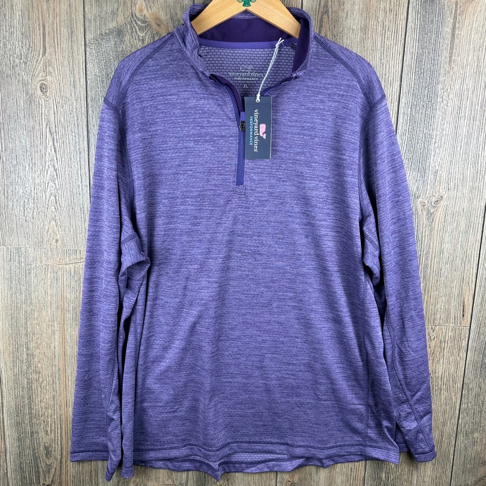 Vineyard Vines Performance Sankaty Quarter Zip Pullover Purple NWT Mens XL - Picture 2 of 7